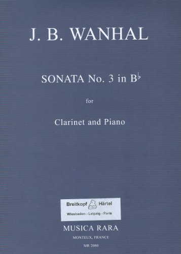 EDITION BREITKOPF VANHAL J.B. - SONATE IN B NR. 3 Klassische Noten Klarinette