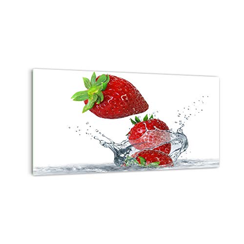 DekoGlas Küchenrückwand 'Erdbeere in Wasser' in div. Größen, Glas-Rückwand, Wandpaneele, Spritzschutz & Fliesenspiegel