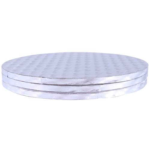 PME Baking Essentials - Runde Tortenplatten Cakeboard 33 cm / 13 Zoll, 3-teilig, Silber