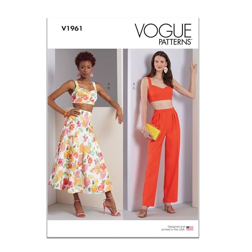 Vogue Schnittmuster-Paket für Damen, gefüttert, BH-Top, ausgestellter Rock und Hose, Designcode V1961, Größen 42-44-46-48-50