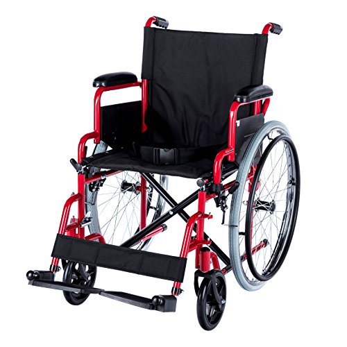 Manueller Rollstuhl"Dynamic" Sitzbreite 46 cm Falt-Rollstuhl faltbar von Romed (rot)