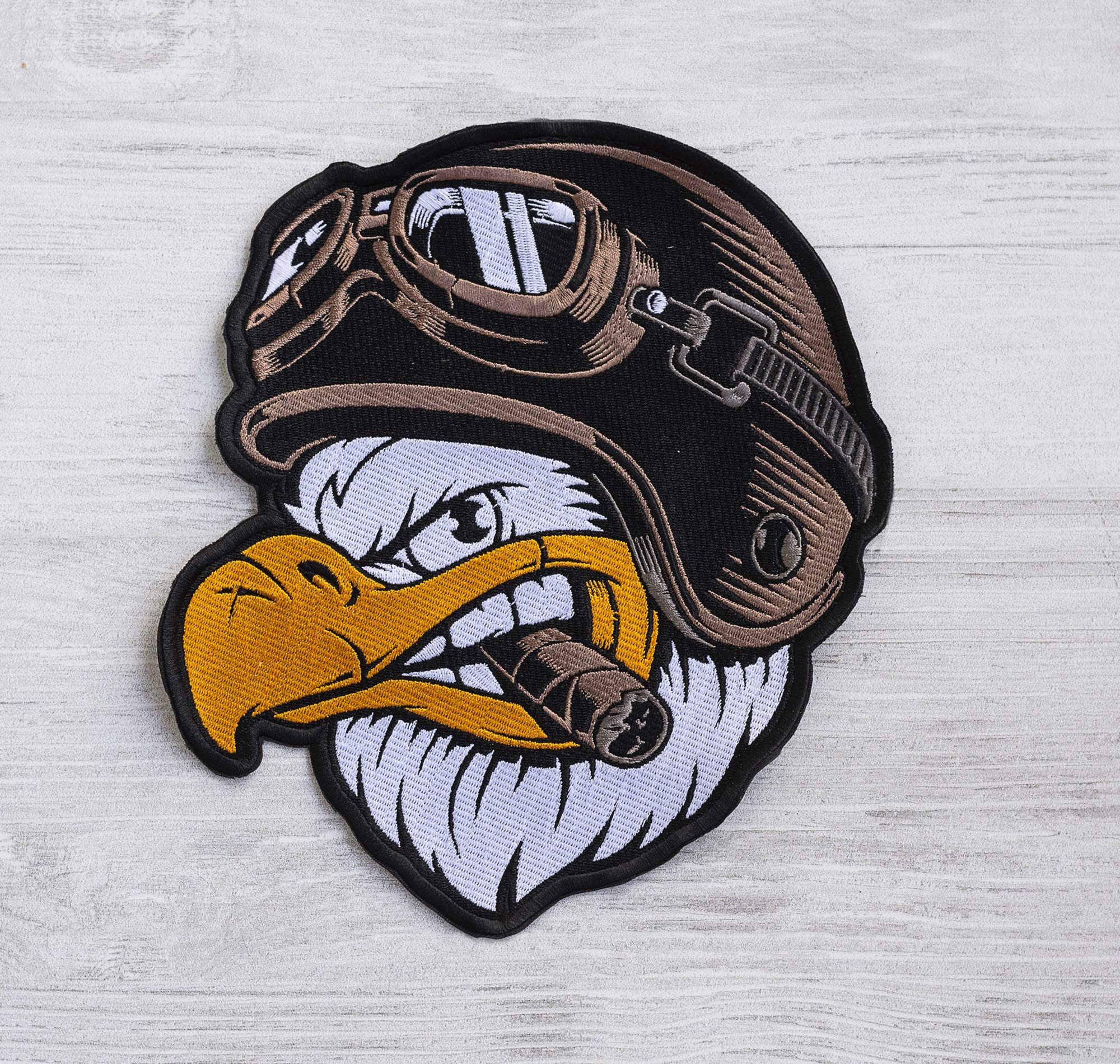 Handgefertigter Adler-Piloten-Aufnäher, große Stickerei, zum Aufbügeln, Jackenrücken, Motorrad-Aufnäher, Urban Art Patch