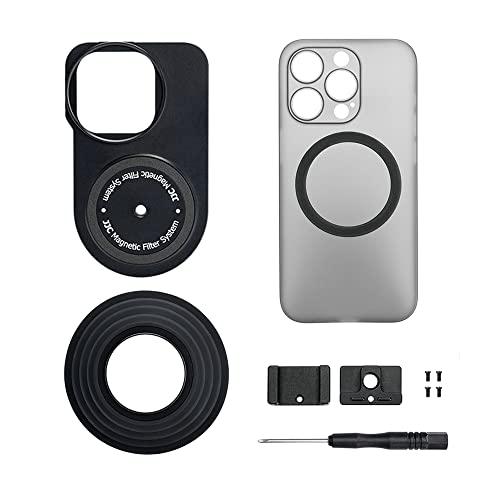 JJC 49 mm Objektivfilter-Adapter und Hauben-Set, maßgeschneidert für iPhone 13 Pro Max Enhance Mobile Video Filmmaking, 1/4-Zoll-20 Innengewinde und Kaltschuhhalterung, ausziehbar