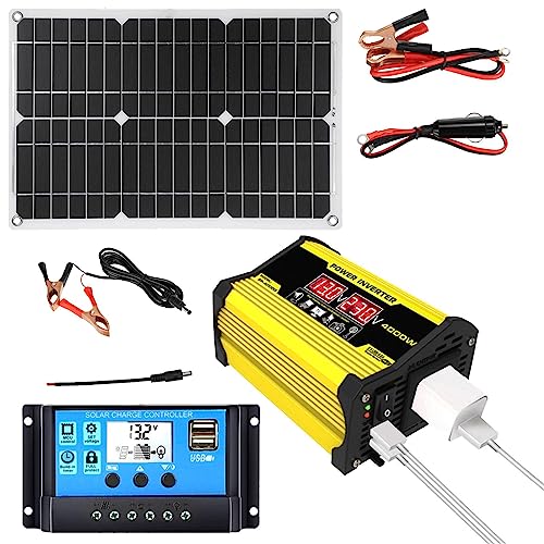 Solarpanel-Kit, komplettes Solarsystem für das Auo, 300-Watt-Auto-Solarpanel-Kit, Solarladegerät, Controller mit 2 USB-Anschlüssen und LED-Anzeige, komplettes Solarpanel-Kit mit Batterie und Wechselr