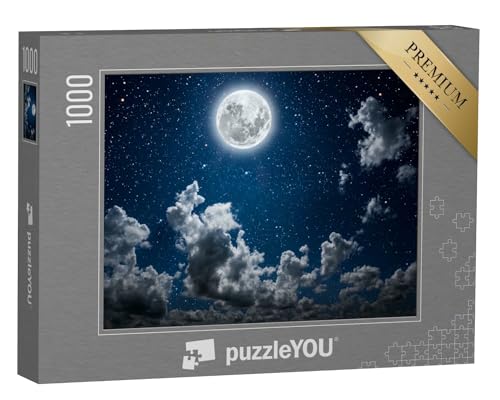 puzzleYOU: Puzzle 1000 Teile „Schöner Nachthimmel mit Sternen, Mond und Wolken“