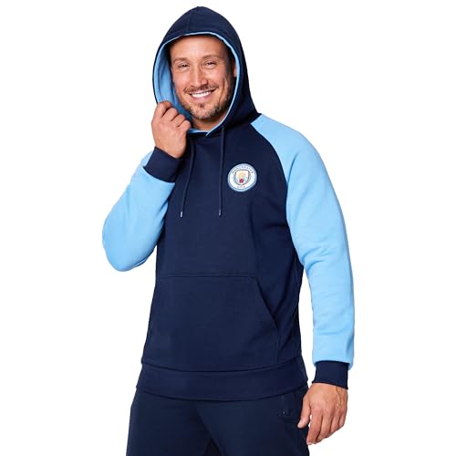 Manchester City FC Hoodie Herren, Kapuzenpullover Herren mit Vordertasche - Fussball Geschenke Männer (Dunkelblau, M)