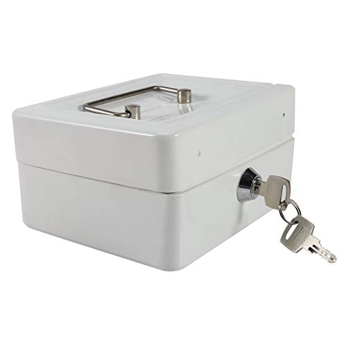 Nikou Geldkassette - Geldsafe mit Schloss 2 Schlüssel Mini tragbare Sicherheitsbox Haushalt (Farbe : Weiß)