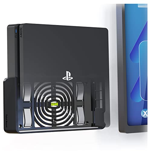 TotalMount Wandhalterung für Sony PlayStation 4 Slim Konsole mit Hitze Management und Sicherheits-Klip Schwarz