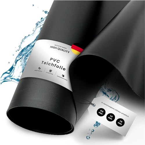 TeichVision - Premium PVC Teichfolie schwarz - Stärke 1 mm - 6 m x 15 m/PVC Folie schwarz auch geeignet als Hochbeet Folie wasserdicht