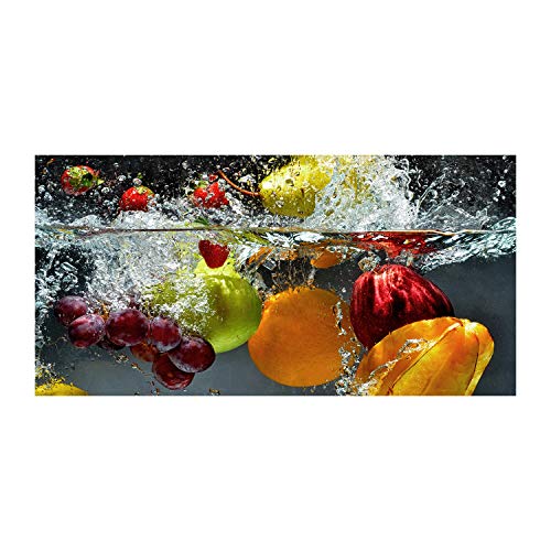 Tulup Glas-Bild Wandbild aus Glas - Wandkunst - Wandbild hinter gehärtetem Sicherheitsglas - Dekorative Wand für Küche & Wohnzimmer 100x50 - Essen & Getränke - Obst Gemüse - Mehrfarbig