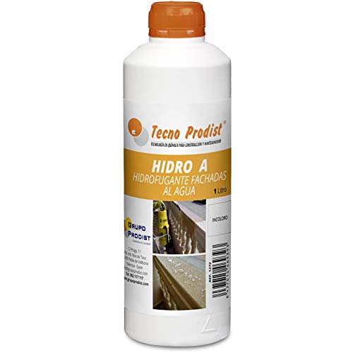 HIDRO A von Tecno Prodist - 1 Liter - Imprägnierung, transparent, wasserbeständig, farblos, für Fassade, Dach, Wand, Mauer, Dachziegel, Ziegel und Stein (Rolle, Pinsel oder Spray)