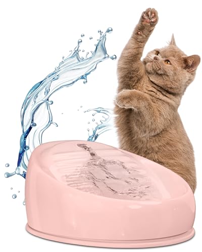 Lucky Kitty Trinkbrunnen für Katze rosa I Katzenbrunnen Keramik Handarbeit, hygienisch I Kein Aufladen, kein Filter-Tausch I Trinkbrunnen leise & energiesparend I Wasserspender Katzen plastikfrei