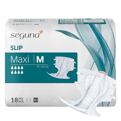 SEGUNA Slip Maxi, Inkontinenz Windeln für Erwachsene, Frauen, Männer, Windeln bei sehr schwerer Blasenschwäche, Stuhlinkontinenz (M (Beutel 18 Stück))