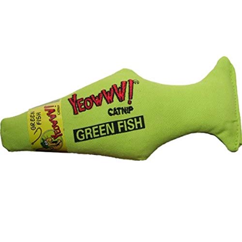 Yeowww! 100% Bio DuckyWorld Katzenminze Blatt & Blüte Katzenspielzeug grüne Fisch 4 Pack