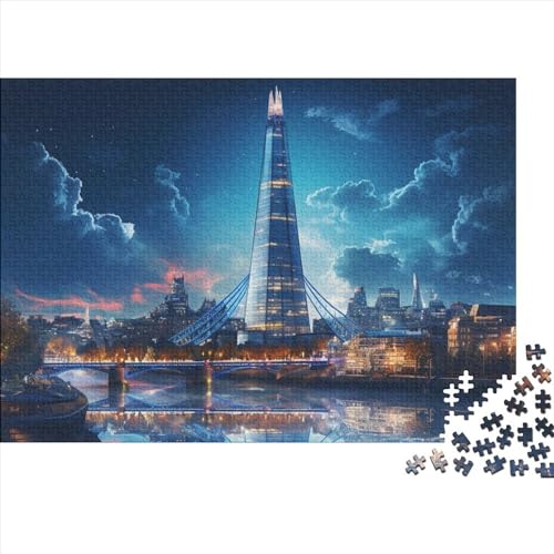 Londoner Stadtbild Puzzles 1000 Teile -Hölzernes Puzzle Für Erwachsene Und Kinder Ab 14 Jahren, Puzzle Mit Entworfen Für Familienspaß 1000pcs (75x50cm)