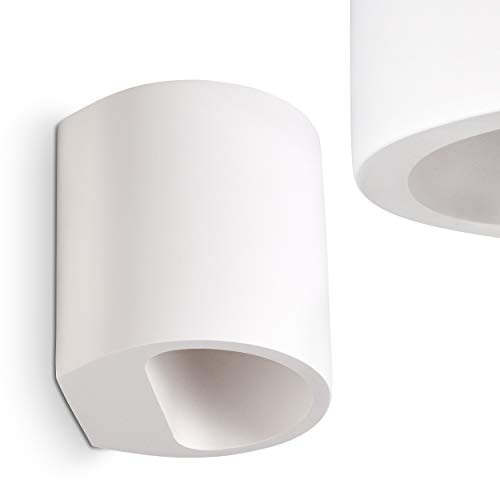 Wandleuchte Galpones aus Keramik weiß, Wandlampe mit Lichteffekt für Flur, Wohnzimmer, Schlafzimmer - Diese Lampe ist mit handelsüblichen Farben bemalbar
