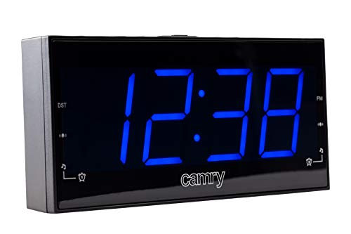 Camry CR11664 CR1164 Digital-FM-Radiowecker, großes LED-Display, Zwei Alarme, 10 Vorwahlen, Schlummerfunktion, Schwarz, 30 x 30 x 10 cm
