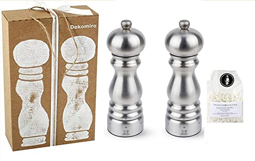 Dekomiro Set Paris Chef Pfeffermühle und Salzmühle Peugeot 18 cm u-Select Geschenkset mit 100 gr. Salz