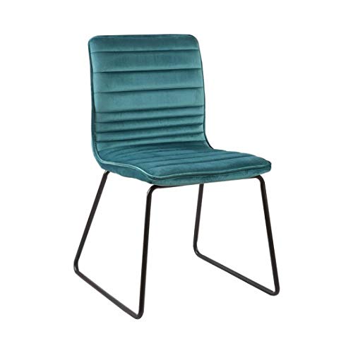 Zons UZTO Stuhl, Samt, blau, Metall, schwarz matt