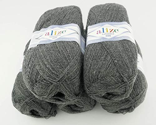 Alize Wolle Alize Lanagold 800 5 x 100g Strickwolle mit 49% Wolle 500 Gramm Wolle einfarbig türkische Wolle (182)