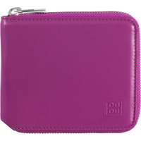 DUDU Herren-Brieftasche RFID, aus weichem Leder mit kleinem außenliegendem Reißverschluss und 6 Kreditkartenfächern. Fuchsia