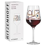 RITZENHOFF 3001010 Rotweinglas 500 ml - Serie Herzkristall Nr. 10 – Glas mit Buchstabenmotiv, Roségold – Made in Germany