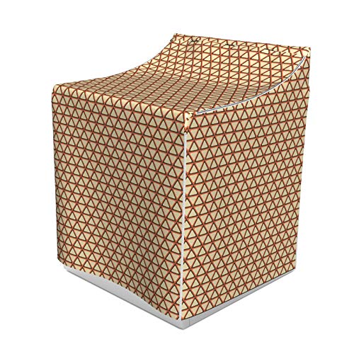 ABAKUHAUS Geometrisch Waschmaschienen und Trockner, Triangles Gitter mit Rhombus und Hexagon Design Retro Farben Zusammenfassung, Bezug Dekorativ aus Stoff, 70x75x100 cm, Beige Coral Dunkle Taupe