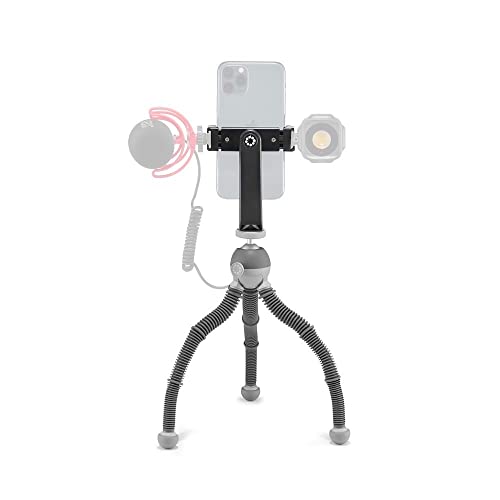 JOBY PodZilla Medium Kit Flexibles Stativ mit integriertem Kugelkopf und GripTight 360 Smartphone-Halterung, für mobile und kompakte spiegellose Kameras oder Geräte bis zu 1 kg, Grau, JB01731-BWW