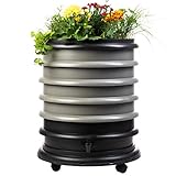 WormBox : Wurmkomposter Wurmfarm mit 4 Schalen Grau + Pflanzgefäß - 72 Liter