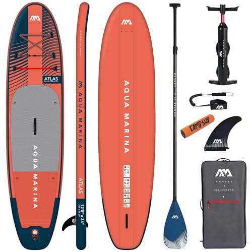 Campsup SUP Aqua Marina Atlas 12'0" Floater Aufblasbares Stand Up Paddle Board | 366 x 86 x 15 cm | Surfboard für Einsteiger & Fortgeschrittene mit zubehör | Tragkraft bis 180 Kg