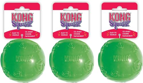 KONG Squeezz Ball Hundespielzeug, mittelgroß, 6,3 cm Durchmesser, 3 Stück