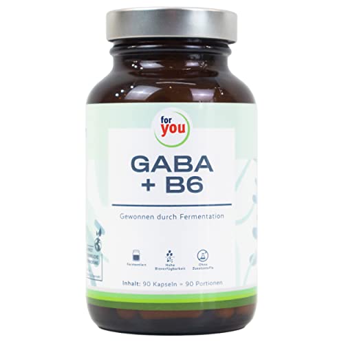 for you GABA + B6 | 500 mg natürliche Gamma-Aminobuttersäure pro Kapsel & Vitamin B6 | Hochdosiertes Gaba aus Fermentation mit dem Lactobacillus hilgardii & bioaktivem Vitamin B6 | 90 Kapseln