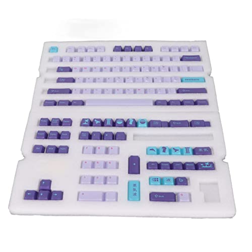 Jectse PBT-Tastenkappen, 128 Tasten, Mechanische Tastatur-Tastenkappen, Benutzerdefinierte Pudding-Tastenkappen für Gaming-Tastatur, Einfache Installation(Dampfwelle)