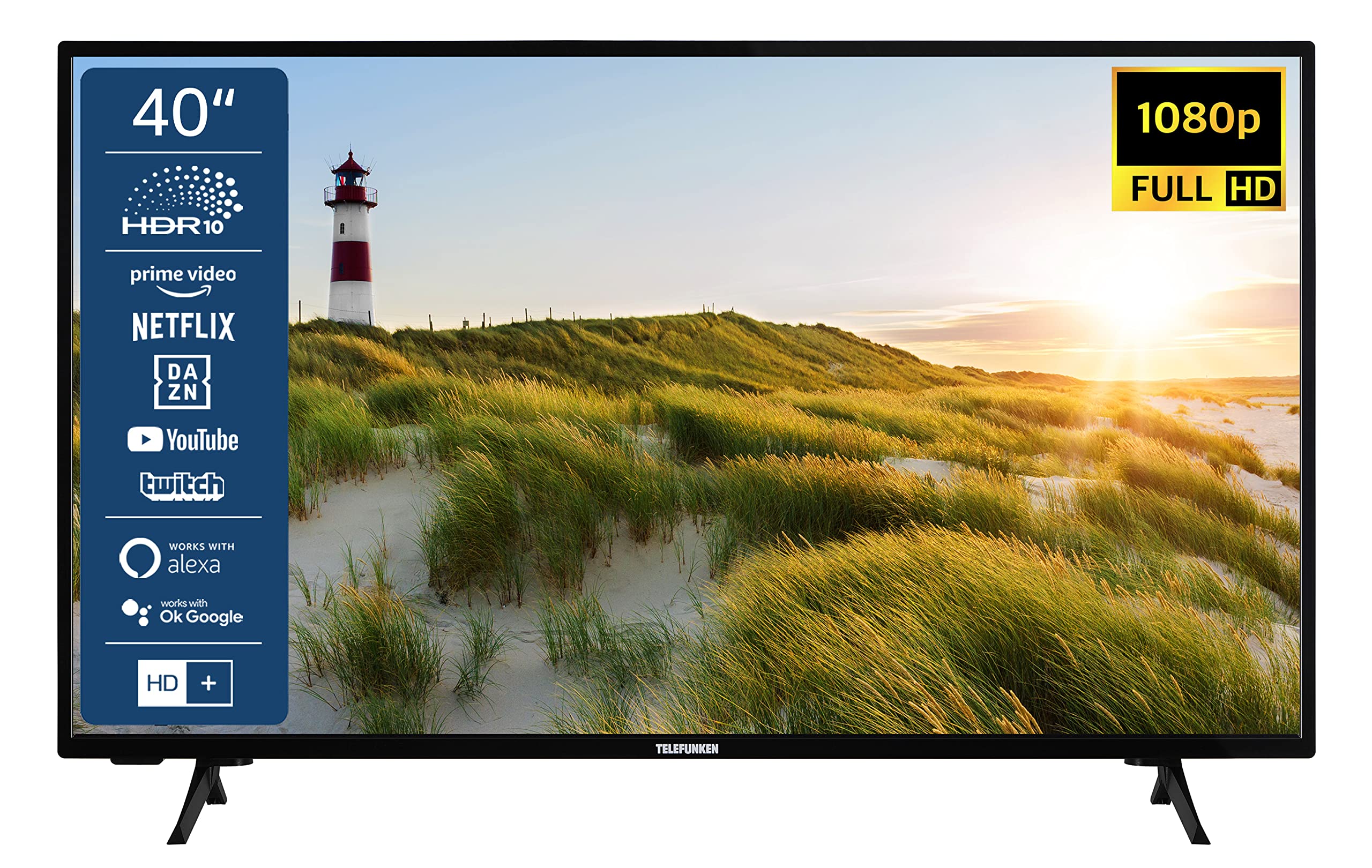 TELEFUNKEN XF40SN550S 40 Zoll Fernseher/Smart TV (Full HD, HDR, Triple-Tuner) - Inkl. 6 Monate HD+ [2023], Schwarz