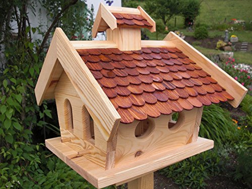 Vogelhaus-Vogelhäuser Vogelfutterhaus Vogelhäuschen-aus Holz-Vogelhausständer-Nistkasten-Schreinerarbeit (Vogelhaus mit Putzklappe Braun)