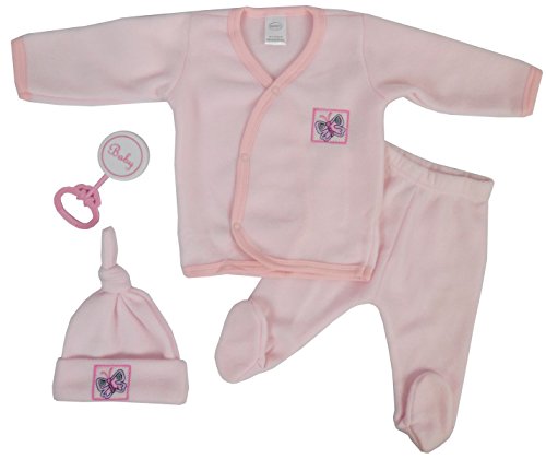 Bambini 4 Piece Fleece Set - Pink - Newborn