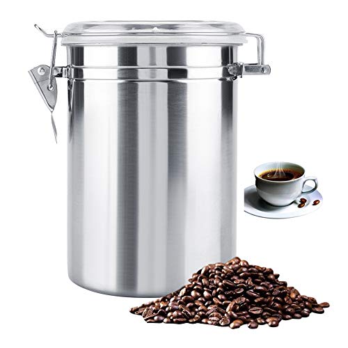 Diyeeni Kaffeebehälter aus Edelstahl mit Deckel und Aromaverschluss, Kaffeedose Vorratsdose um Kaffeebohnen Kaffeepulver Tee, Kakao, Luftdicht zur Aufbewahrung - 0,8/1,1/1,4/1,9L(1,9L)
