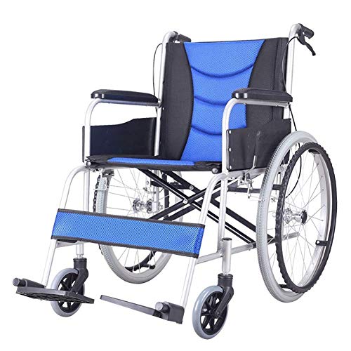 Rollstuhl, faltbare Handbremse aus Aluminiumlegierung vorne und hinten, doppelter Schutz, Old Man Trolley Scooter, Schwarz (Blau)
