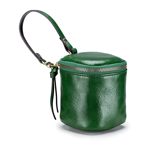 Geldbörse für Damen Mini-Handtasche, rot, Kopfhörer-Eimertasche, weiches Leder, kleines Design Kleine Damengeldbörse (Farbe : Grün, Size : 8x8x8cm)