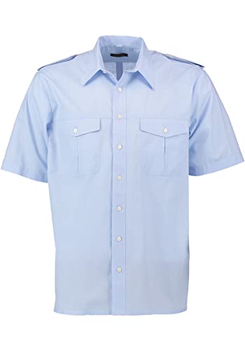 Condor Herren Hemd Kurzarm Pilotenhemd mit Liegekragen Dotoya, Größe:37/38, Farbe:hellblau/bleu