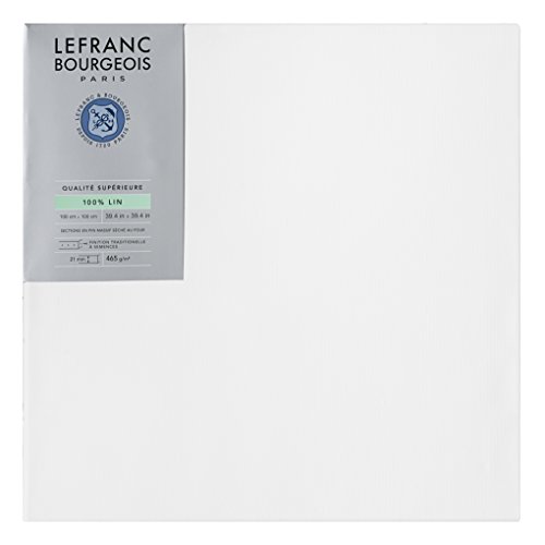 Lefranc & Bourgeois 111247 Keilrahmen aus 100% Leinen in Premium Qualität, gebrauchsfertig Grundiert mit Titandioxid Gesso, seitlich genagelt auf massivem Kiefernholz - 100x100cm