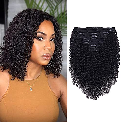 Curly Clip In Extension Human Hair 3C 4A Kinky Curly Clip Ins Full Head for Black Women Brazilian Remy Human Hair Natural