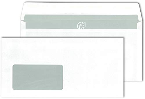 ELEPA 30005395 Briefumschläge DIN lang (220x110 mm), mit Fenster, haftklebend, 80 g/qm, 1.000 Stück