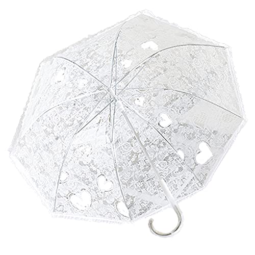 Fyearfly Hochzeits-Brautschirm, Spitze-Herz-Regenschirm Transparenter Braut-Dekorativer Regenschirm für Bühnen-Performance-Requisiten
