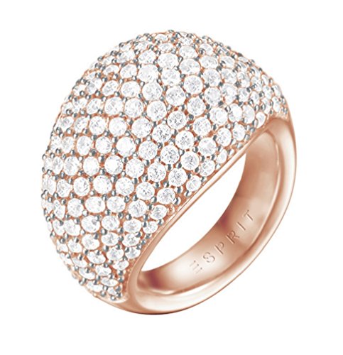 ESPRIT Glamour Damen-Ring ES-MEDEA ROSE teilvergoldet Zirkonia transparent Gr. 57 (18.1) - ESRG02034C180