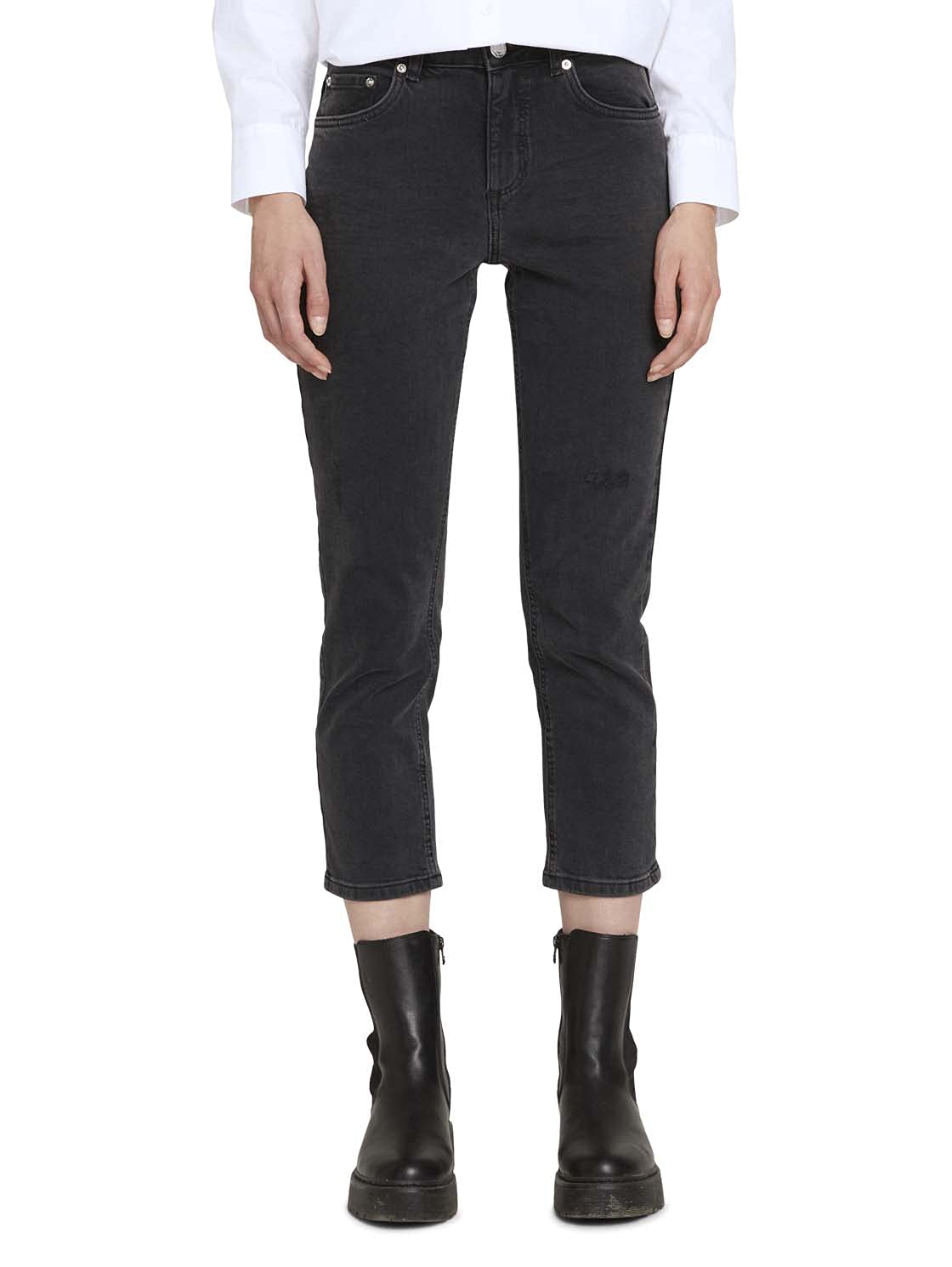 TOM TAILOR Damen Kate Straight Jeans, 10240 - Black Denim, 26W / 28L