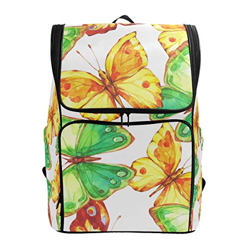 FANTAZIO Rucksack mit Schmetterlingsmuster, handbemalt, für Laptops, Outdoor-Aktivitäten, Wandern, Camping, Freizeit-Rucksack, groß