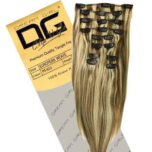 Dream Girl 18 inch Colour 6/613 Clip On Hair Extensions