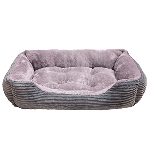 Hund Katzenbett kuschelig Hündchen Schlafsack Warmer Winter Schlafen Graue Decke Abnehmbares Bett Rechteck Waschbares für - l