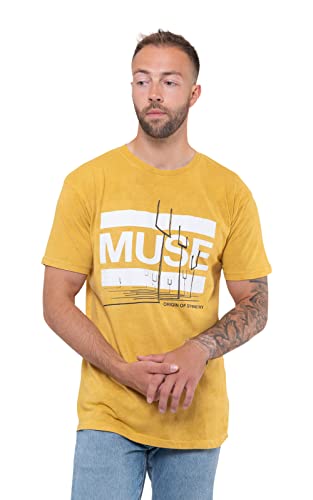 MUSE T Shirt Origin of Symmetry Nue offiziell Herren Orange Gelb Mineral Wash XL
